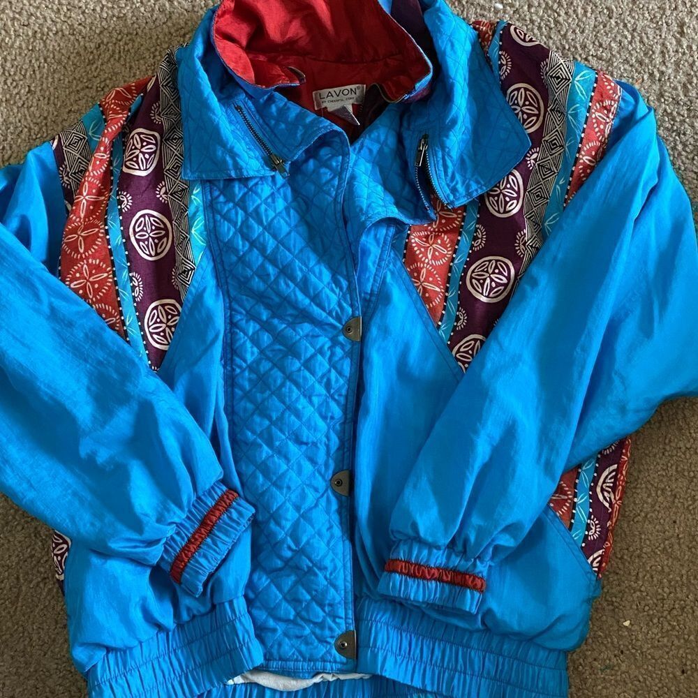 Womens Vintage Lavon Blue Design 90s Windbreaker Jacket